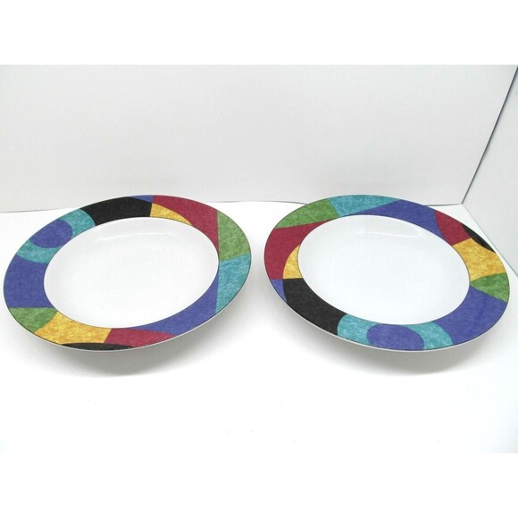 Mikasa California Currents 8.5" Rimmed Soup Bowls  Set of 2 - Picture 4 of 10